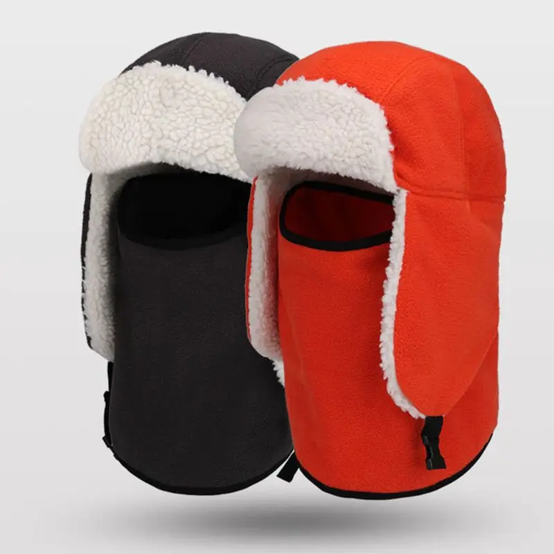 Multifunction Double Thick Solid Color Trapper Hat Winter Cap Ski Warm Fur Earmuffs Plus Velvet Windproof