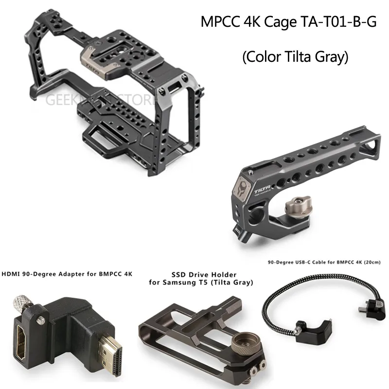 Tilta BMPCC 4K 6K Cage TA-T01-B-G для камеры с полным корпусом, держатель SSD накопителя, верхняя ручка для BMPCC 4K камеры, базовый комплект
