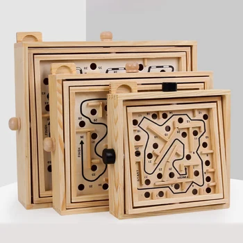 

Wooden Children Adult Interactive Desktop Balance Ball Game Hand Crank Track Bead Maze Puzzle Educational Board Games