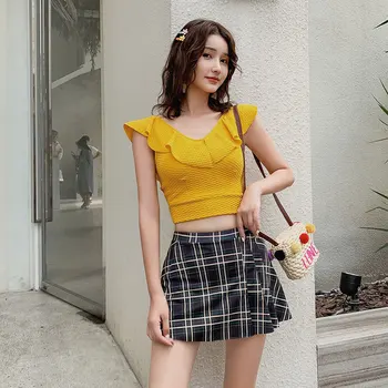 

Bathing Suit Girls Swimsuit For Women Swim Wear Bikini Separate 2 Piece Korean 2020 New Swimwear Female Split Skirt High Waist