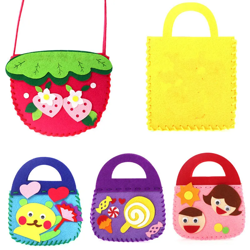 Non-tissé tissu bricolage sac à main enfants artisanat jouet Mini sac vêtement en tissu Non tissé coloré à la main sac dessin animé Animal enfants sacs à main