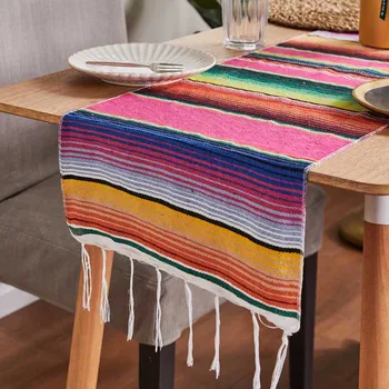 

Mexican Table Flag Rainbow Strip With Tassels Table Flag Tablecloth Picnic Mat Picnic Blanket Mat