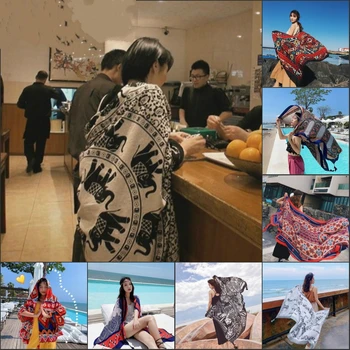 

2020 Celebrity Style Beach Oversized Sunscreen Scarf Women,Travel Shawl Women Beach Towel Dual-use Summer Wild Scarf Head Scarf