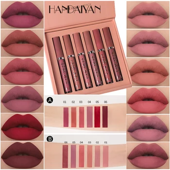 

6Pcs/set Matte Velvet Lip gloss Set Liquid Lipstick Waterproof Long Lasting Matte Lipstick Women Nude Lip Tint Beauty Cosmetics