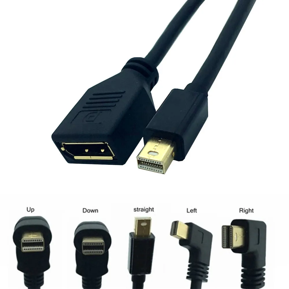 

0.3M Right Angled 90 Degree Mini DisplayPort Male to DisplayPort DP Female Extension Cable Adapter for iMac & LED Cinema Display