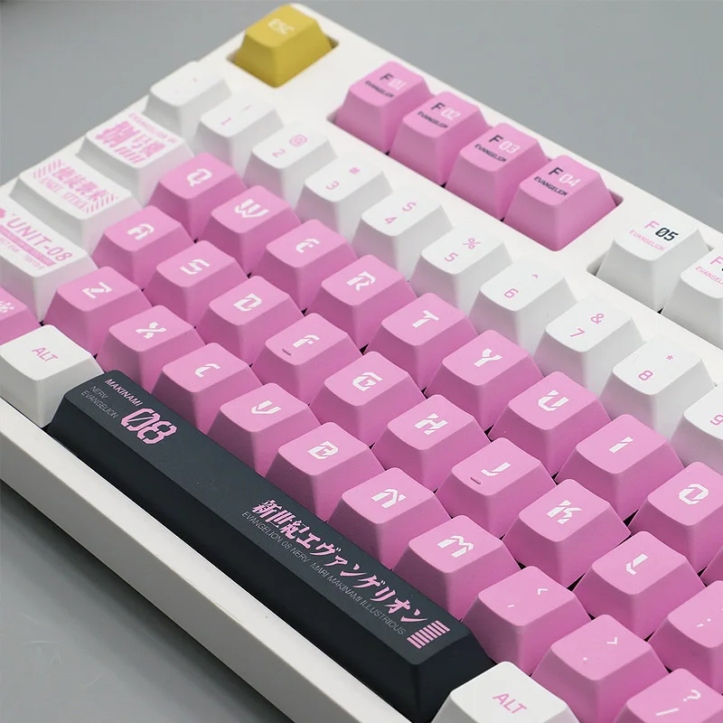 

140 Keys EVA 08 Machine Keycap Cherry Outline PBT Sublimation For Mechanical MX Keyboard Keycap Pink Black