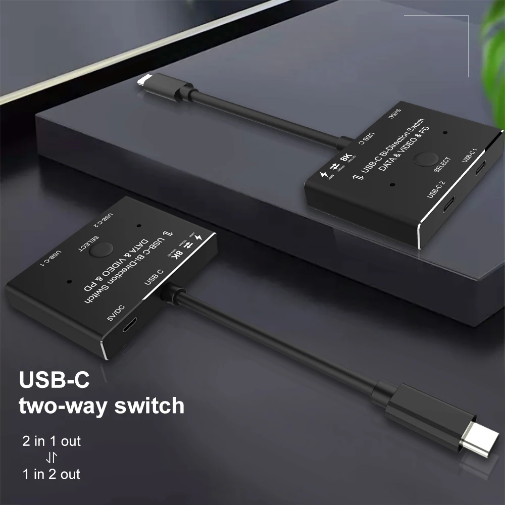 Новый двухнаправленный переключатель 8K Type-C 1x 2/2x1 USB 3 1 PD 100 Вт сплиттер для