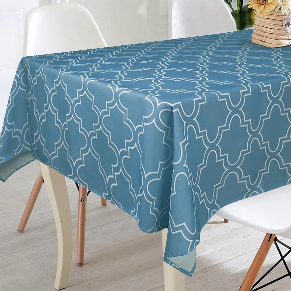 

Waterproof Printed Tablecloth Khaki Polyester Fabric kitchen Dinner Table Cloth Restaurant Stainproof Oilproof Tea Table Cover