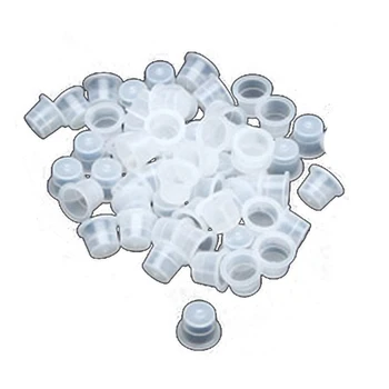 

500X Clear White Plastic Tattoo Ink Cups Caps Holder Supplies, 500Pcs M