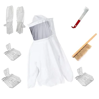 

Beekeeping Bee Keeping Suit Jacket&Gloves& Bee Hive Brush & J Hook Hive Tool Set &Queen Bee Catcher