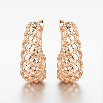 

New Trend 585 Rose Gold Carved Hollow Geometric Drop Earrings for Women Girls Circle Round Dangle Earring Fashion Jewelry GE319