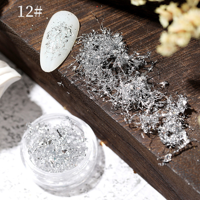 Foil Sequins For Nails Gold Silver Irregular Glitter Flakes Mirror Chrome Powder Manicuring Winter Decorations