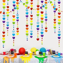 Elegant Love Pink and Gold Glitter Heart Garland for Weddings, Birthdays, and Bridal Showers (Mixed color 13Ft)