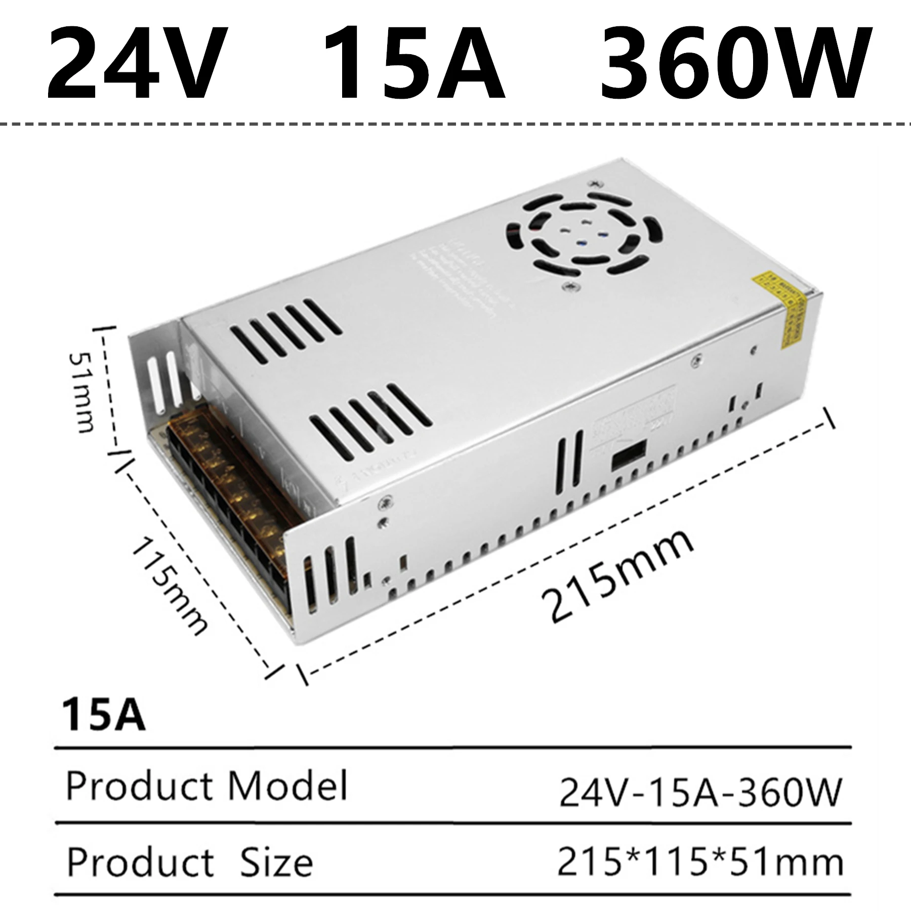 24V 15A 360W Импульсный источник питания 110 В/220 В до 24 В Светодиодный источник питания CCTV/Светодиодная лента переменного тока в постоянный источник питания адаптер - Цвет: 24V 15A 360W
