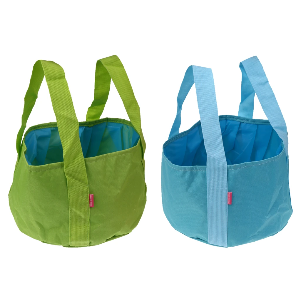 (2 Pieces) Folding Pail | Robust Sink Water Bucket, Size 15 Liters (blue + Green)