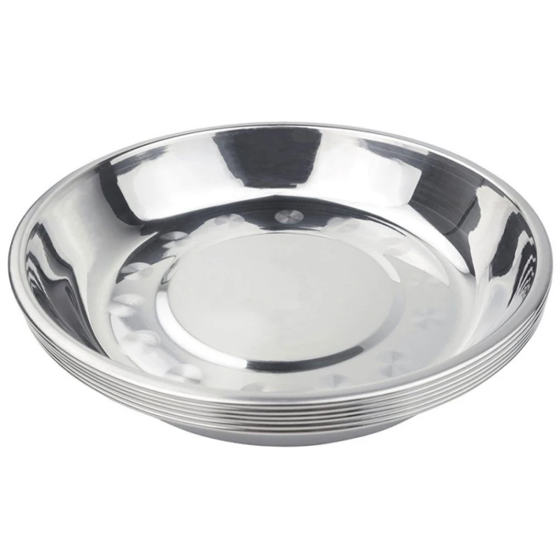 Quality Camping 18cm Dia Steel Tableware Plate Dinner Food Container