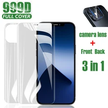 Protector de pantalla de teléfono con película de hidrogel para iPhone 11 Pro Max X XR XS Max 6 6s 7 8 Plus 12 Mini SE 2020, lente de cámara de vidrio templado