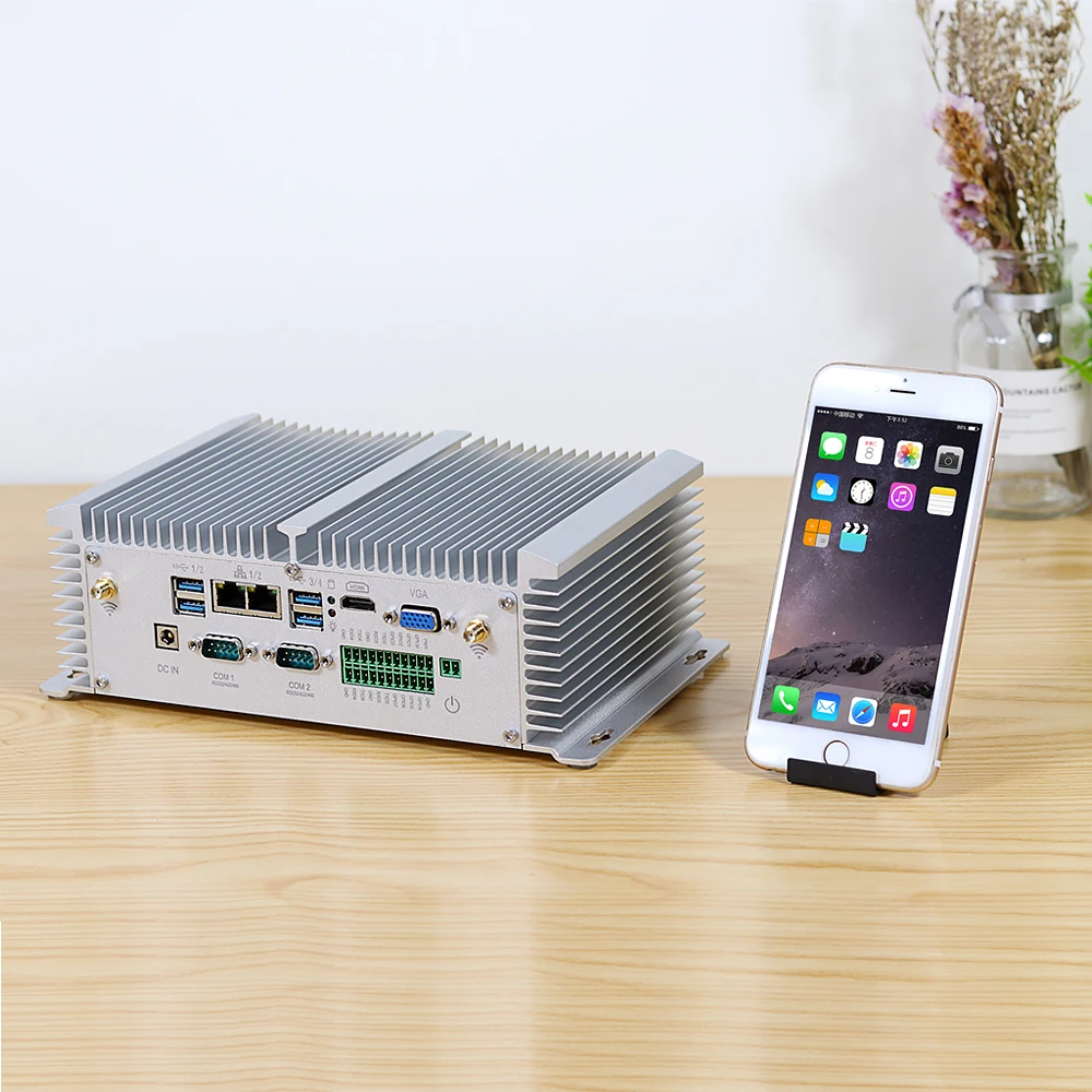 HLY безвентиляторный промышленный Мини ПК Core i5 8350U 7200U i7 7500U 2* LAN 2* RS232 8* USB микро компьютер Linux Windows 10 7 Wifi HDMI VGA