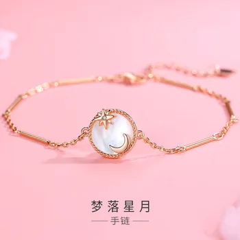 

925 Sterling Moon and Stars Bracelets Women's Tennis Red Best Friend-Immortal Bracelet Simple Hand Jewelry Fresh Gift