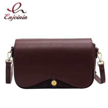 

Solid Color PU Leather Crossbody Bag for Women 2021 Simple Branded Designer Shoulder Handbags Women's Trend Handbag and Flap