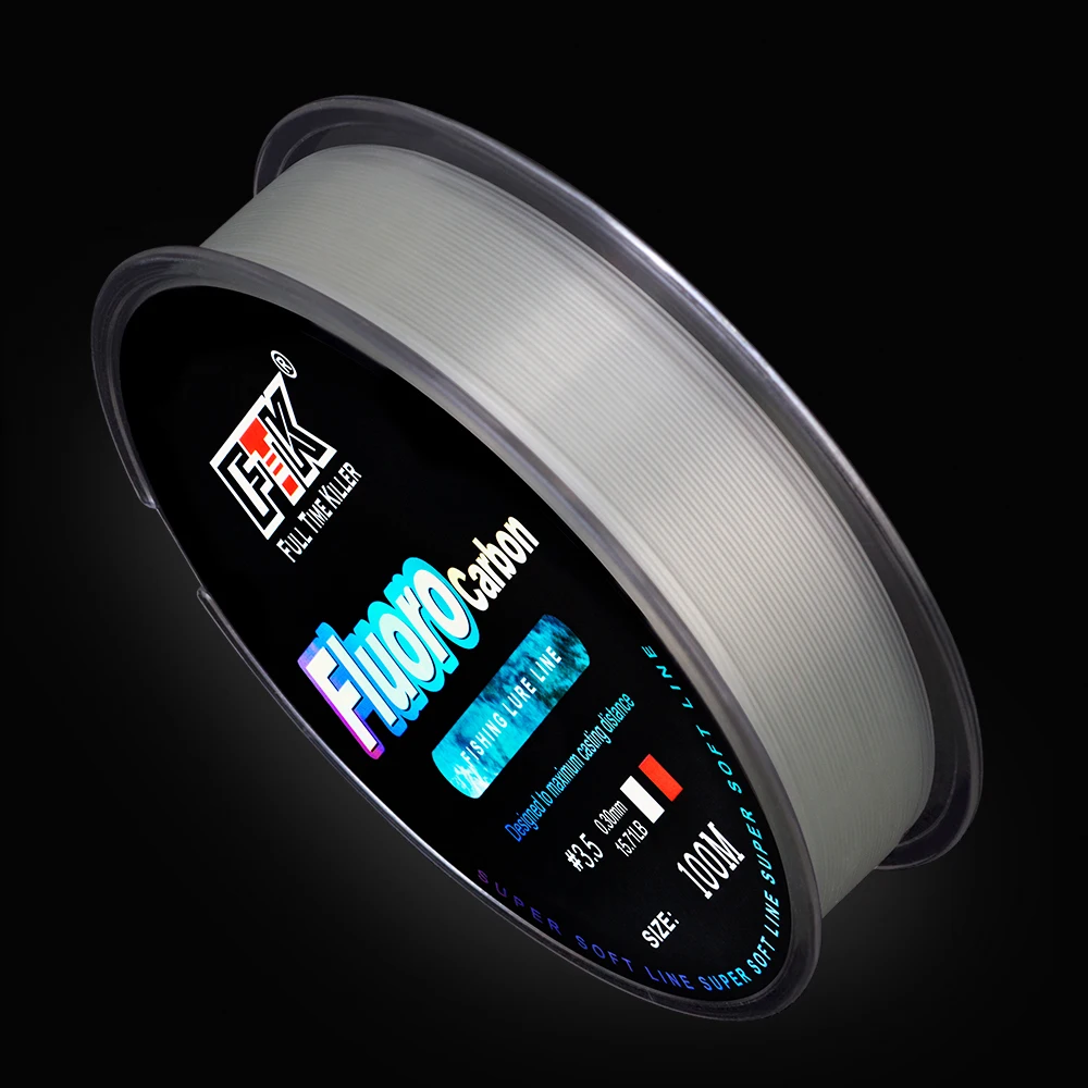 FTK 100m Fluorocarbon Fishing Lure Line 4.13-34.32LB Carbon Fiber Leader Fly Fishing Line Super Soft Pesca fishing line