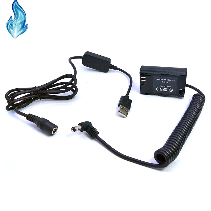 10 компл./лот USB муфта LP-E6 DR-E6 DRE6 под углом DC для камер Canon EOS 5D2 5D3 5D4 6D 6D2 7D 7D2 70D 80D 60D 60Da 5DS 5DSR