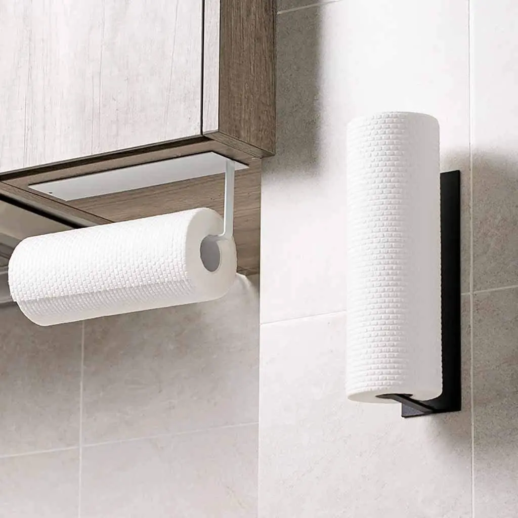 Paper Towel Holder Wall Mounted No Drilling Under Toilet Roll