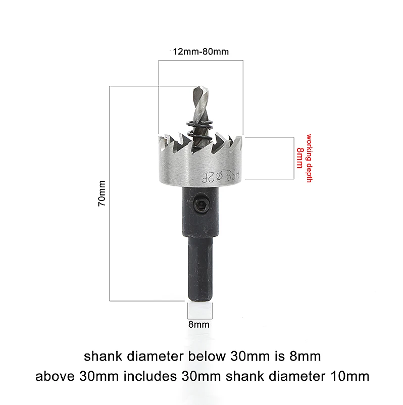 Drill Bit Hole Saw Set 12-80mm HSS Stainless Steel Metal Aluminum Alloy 12-80mm Drill Bits