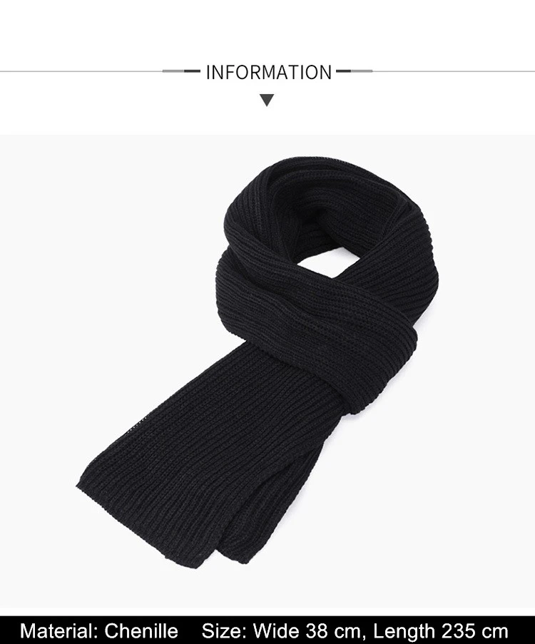 men's scarves Men's Knitted Scarf Winter Muffler Warm Face Protection Earflaps Shawl Chenille Hand Knitting Scarves Leisure Black Grey mens grey scarf