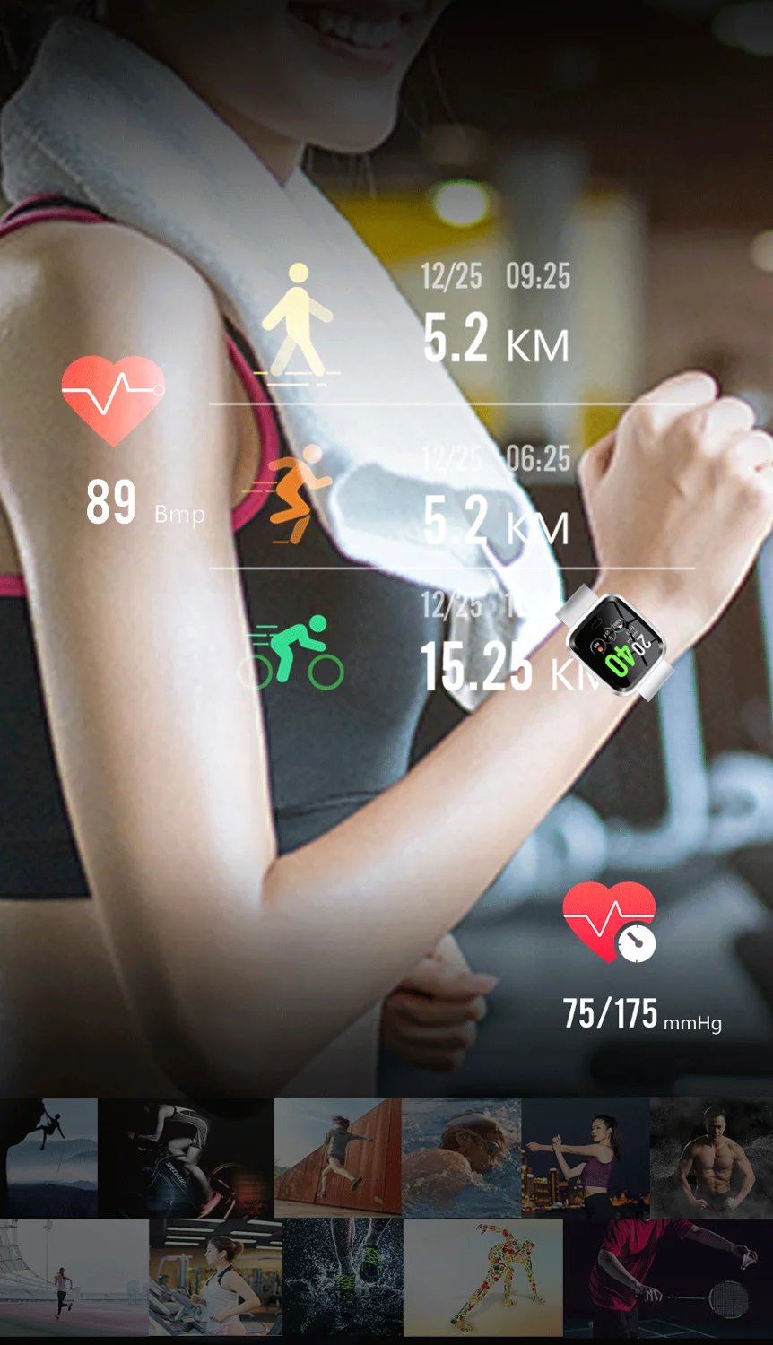 BingoFit L7 Смарт-часы для женщин пульсометр Монитор артериального давления для мужчин фитнес Bluetooth водонепроницаемый браслет детский трекер здоровья