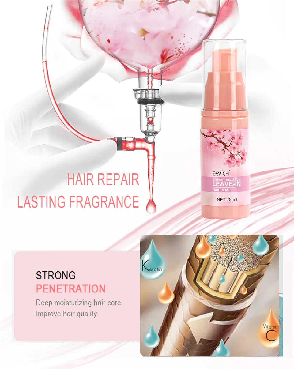 H77a69097192049fd94d62487dca29a8cJ Sevich Keratin Hair Treatment 30ml Cherry Blossom Hair Mask Repair Damage & Smoothing Hair Amino Acid Leave-in Hair Conditioner