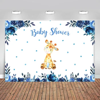 

Blue Fawn Flower Baby Things Birthday Party Baby Shower Vinyl Photo Backdrop Background Photography for Photo Studio Photophone