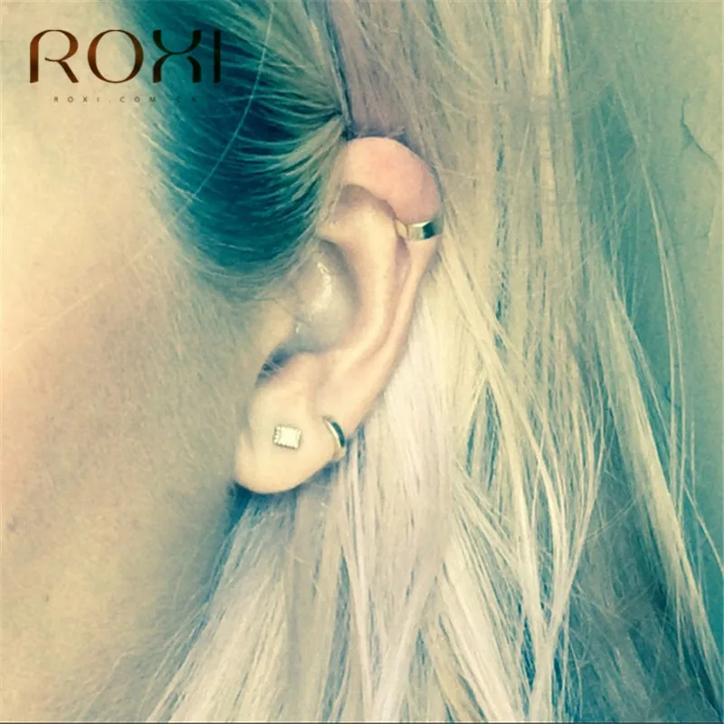 ROXI простые серьги из стерлингового серебра 925 пробы для женщин, круглые клипсы на сережках, золотые серебряные цвета, маленькие серьги-манжета без пирсинга, ювелирные изделия