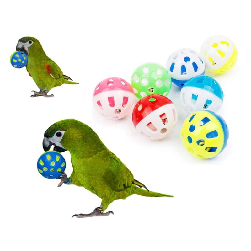 KIMI-juguete para loro colorido, jaula hueca con campana, juguete para pájaro, loro cacatúa, para masticar, para gatos