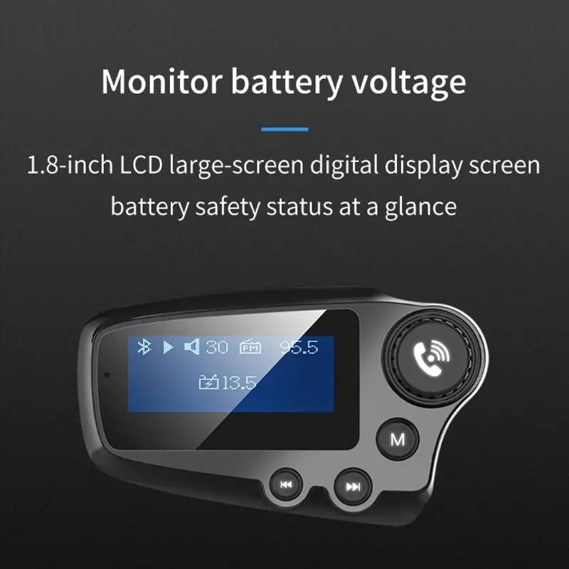 Bluetooth fm-передатчик Hands-Free автомобильный беспроводной радиоадаптер комплект QC3.0 Смарт два usb порта TF карта Mp3 музыкальный плеер