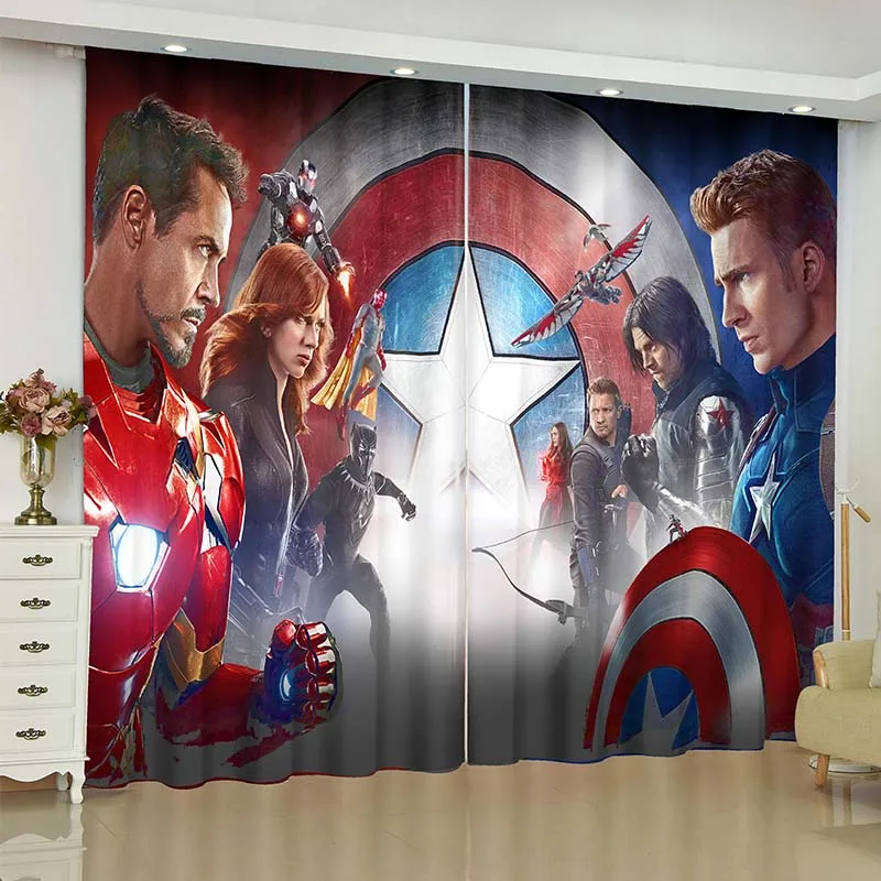 2 панели/комплект Капитан Америка Marvel Занавес блок из ткани шторы затемнение теплоизолированные оконные шторы s гостиная спальня