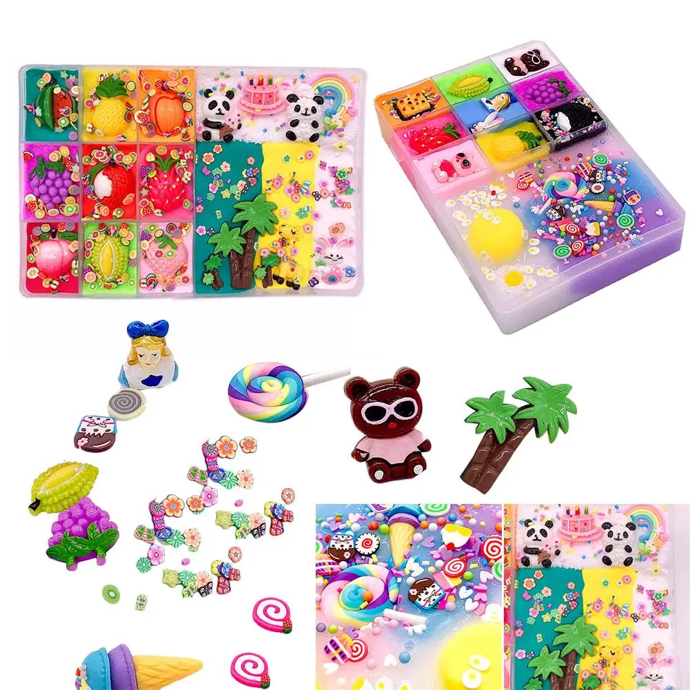 Пушистый слайм Комплект 24 цвета поставки слаймов подарки для детей DIY Kit сенсорная игра облегчение стресса игрушка эластичный мягкий для детей