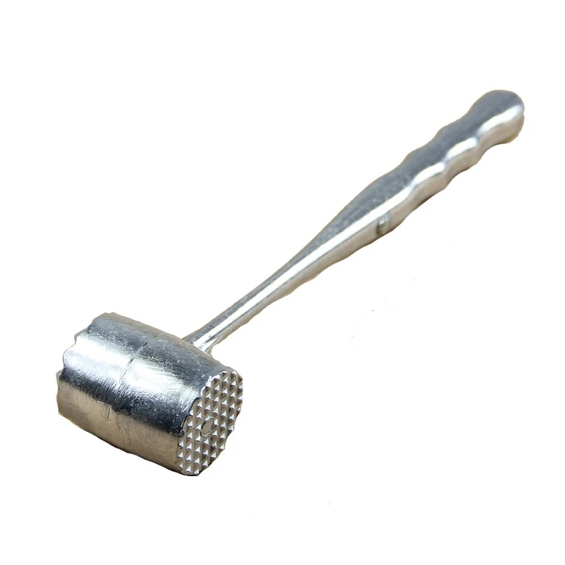 cheap Silver Two Sides Aluminum Round Meat Hammer Mallet Tenderizer Beef Pork Chicken Beater Length 20.5cm Diameter 3.5cm (Oval)