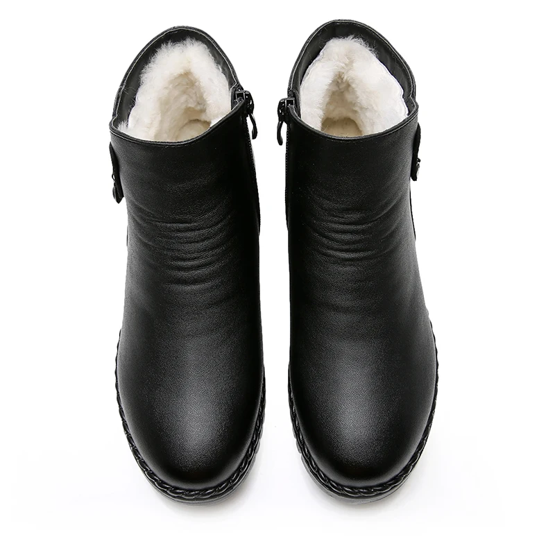 GKTINOO/ г., женские зимние ботинки зимние ботильоны на плоской подошве женская теплая обувь на платформе кожаные ботинки на толстом меху