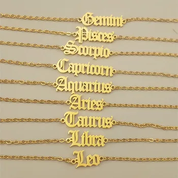 

12 Pcs Constellation Ankle Bracelet for Women Stainless Steel Pisces Leo Cancer Virgo12 Horoscope Foot Jewelry Birthday Gift