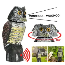 

NEW TY Realistic Bird Scarer Plastic Owl Scarecrow with Rotating Head and Sound for Garden Yard Bird Repellent Outdoor Pest
