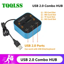 TQQLSS High Speed USB Hub 2.0 3 Port With Card Reader Mini Hub USB Combo All In One USB Splitter Adapter For PC Laptop Computer