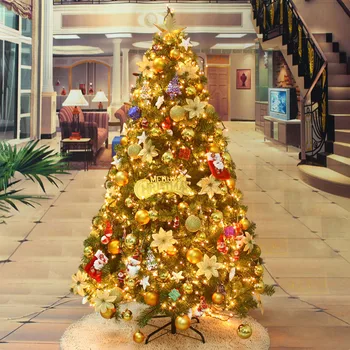 

150/180 CM Encryption Yellow Light Tree Set Christmas PVC Tree Decoration Room Christmas Decoration Ornament Christmas Gift