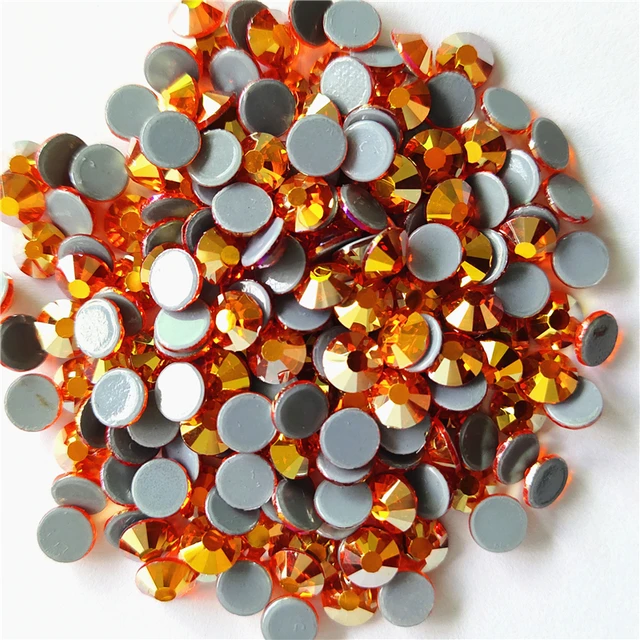 Hyacinth Orange HotFix Rhinestones Iron On Flatback Gem Strass Glass Stone  For Luxury Dress Glitter Decoration Design