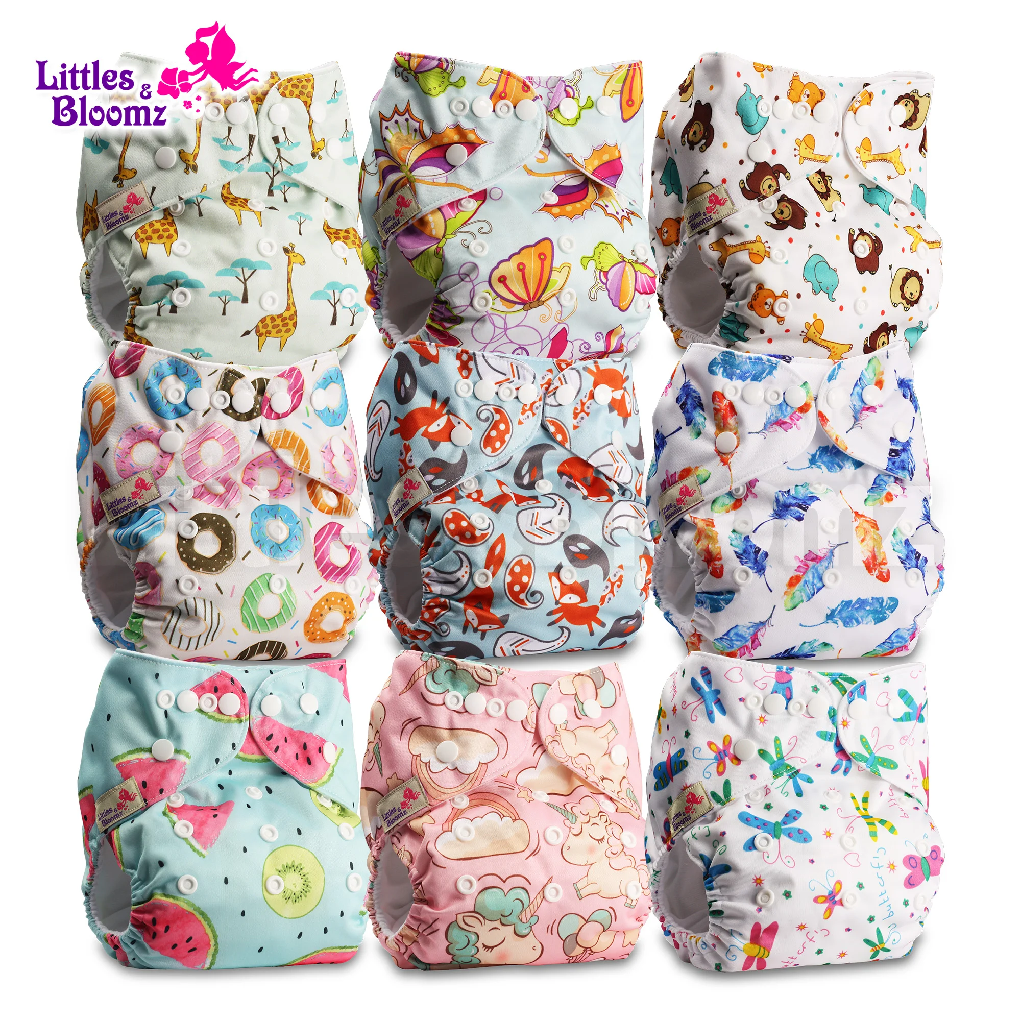 Real-Cloth Pocket Nappy 0-Inserts Washable Bloomz Baby 9-Nappies/diapers Littles Cover-Wrap