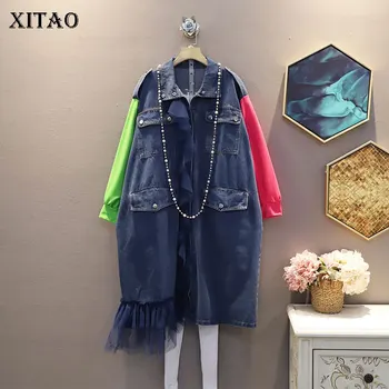 

XITAO Patchwork Dress Women Loose Fashion Turn Down Collar Korean Style 2020 New Autumn Irregular Full Sleeve Dress ZP3387