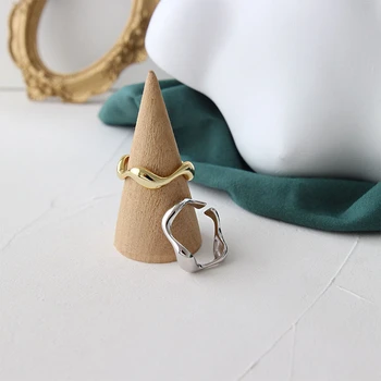 

Irregular Wavy Smooth Ring 925 Sterling Silver Rings For Women Anillos De Plata De 925 Ley Mujer Jewelry Cadeau Bague En Argent