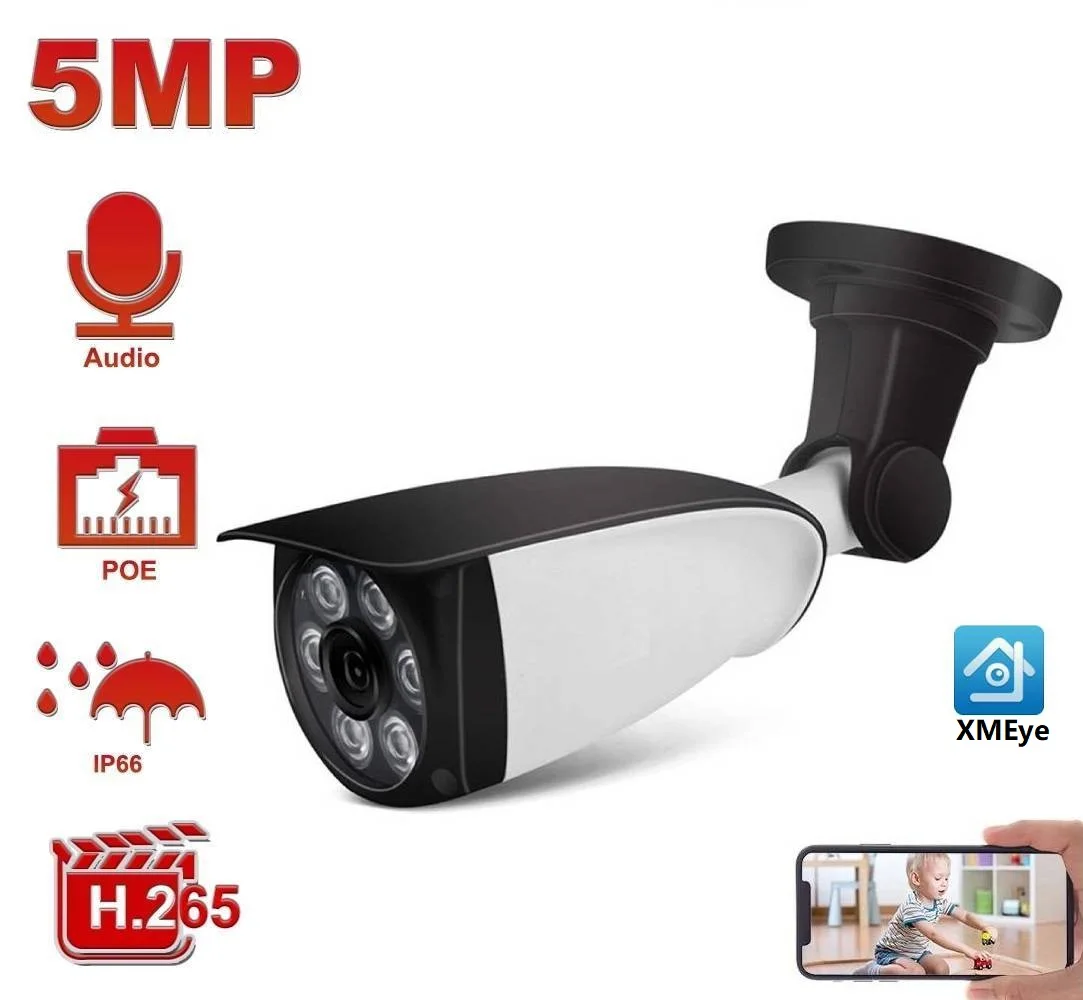 3MP 5MP Bullet POE IP Camera Humanoid Detection Face CCTV With Audio Outdoor 30M Night Vision XMEye | Безопасность и защита