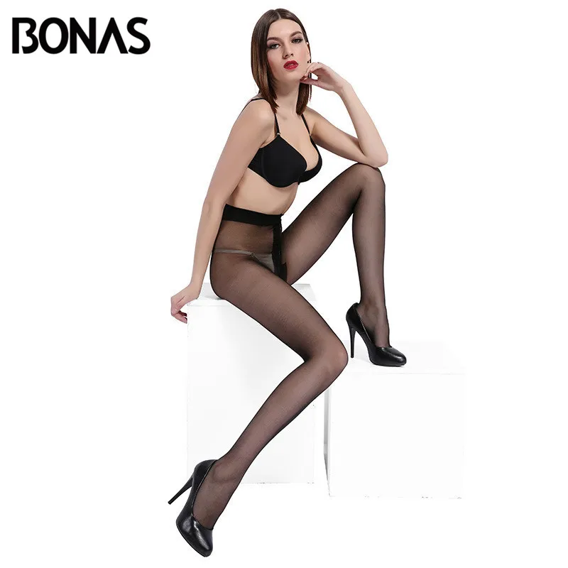 Колготки BONAS 2D T с промежностью женские черные нейлоновые колготки тонкие
