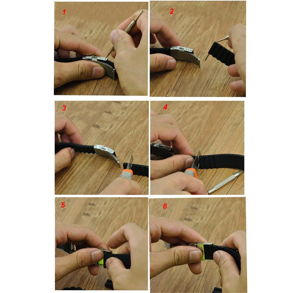 Black Silicone Waterproof Sport Watch Band with Folding Buckle Strap Bracelet